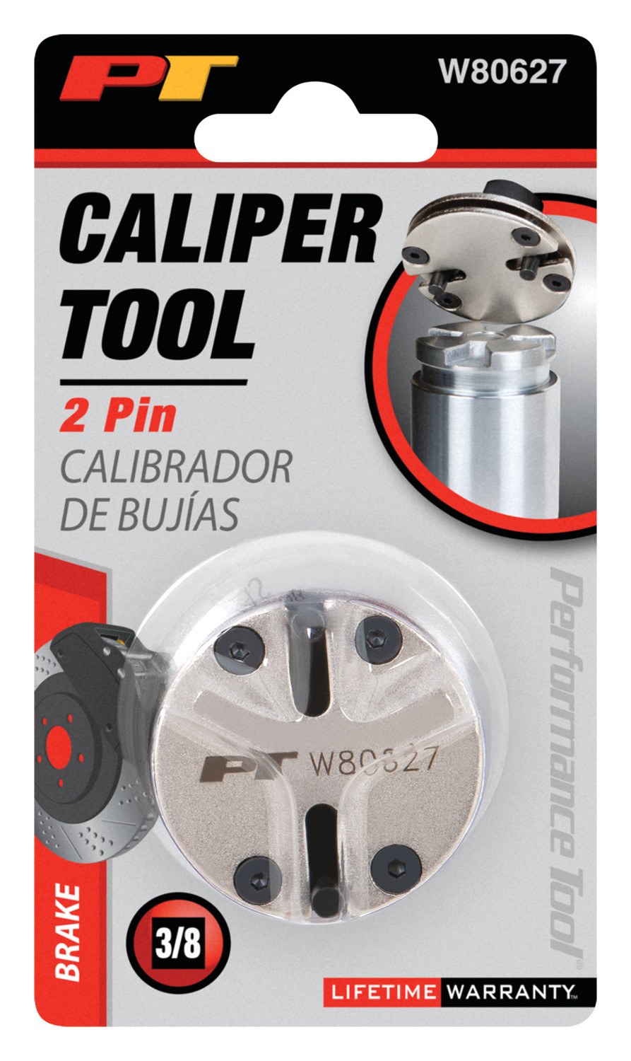 Performance Tool Caliper Piston Tool, Use with 3/8 Inch Drive Tool, Works on Self Adjusting Parking Brake Vehicle – W80627