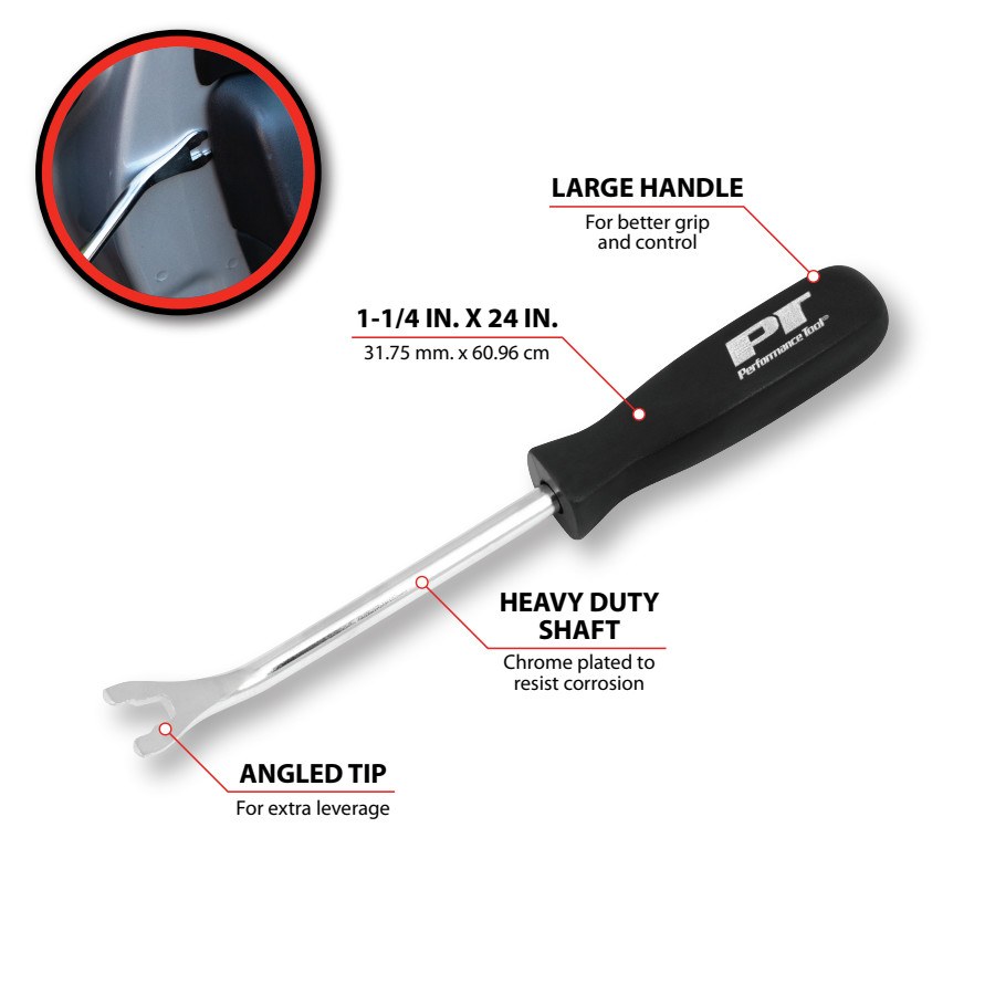 Performance Tool Door Panel Removal Tool, Heavy Duty Chrome Plated Shaft – W80645