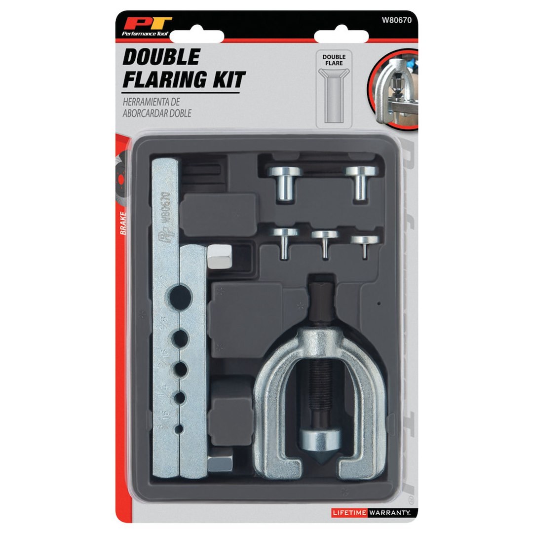 Performance Tool Flaring Tool, Use with Brass/ Copper/ Aluminum/ Mild Steel Tubing, 45 Degree, Floating Cone – W80670
