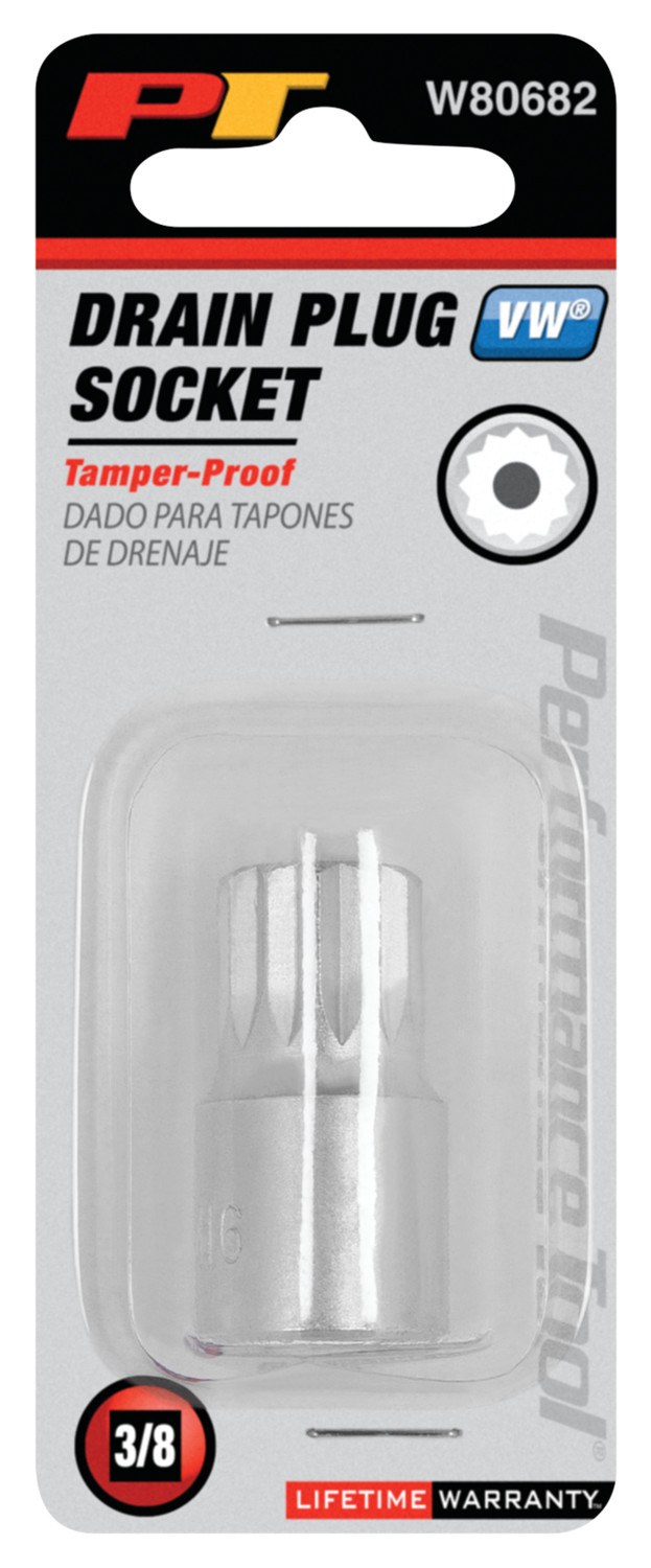 Performance Tool Drain Plug Socket, Used for Tamper Proof Transaxle Drain Plug on Volkswagen Vehicles, Single – W80682