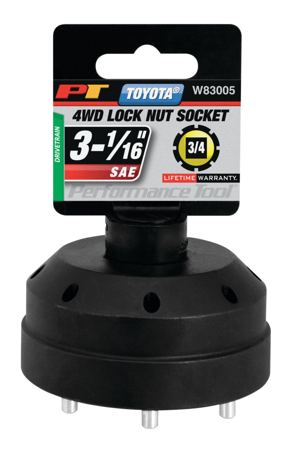 Performance Tool Spindle Nut Socket, 8 Lug, 3/4 Inch Drive, Black – W83005