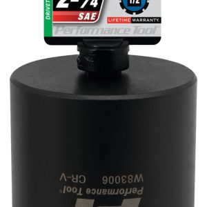Performance Tool Spindle Nut Socket, For Trucks with 10-1/2 and 11-1/2 Full Floating Rear Axles, 9 Slot 2-3/4 Inch, 1/2 Inch Drive, Black – W83006