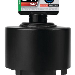 Performance Tool Spindle Nut Socket, 4 Lug, 1/2 Inch Drive, Black, Chrome Moly Steel – W83008