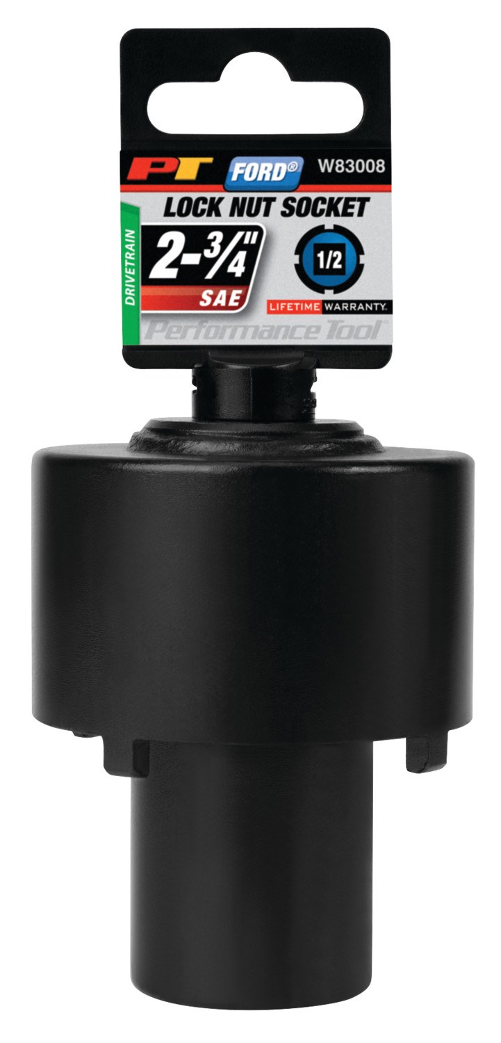 Performance Tool Spindle Nut Socket, 4 Lug, 1/2 Inch Drive, Black, Chrome Moly Steel – W83008