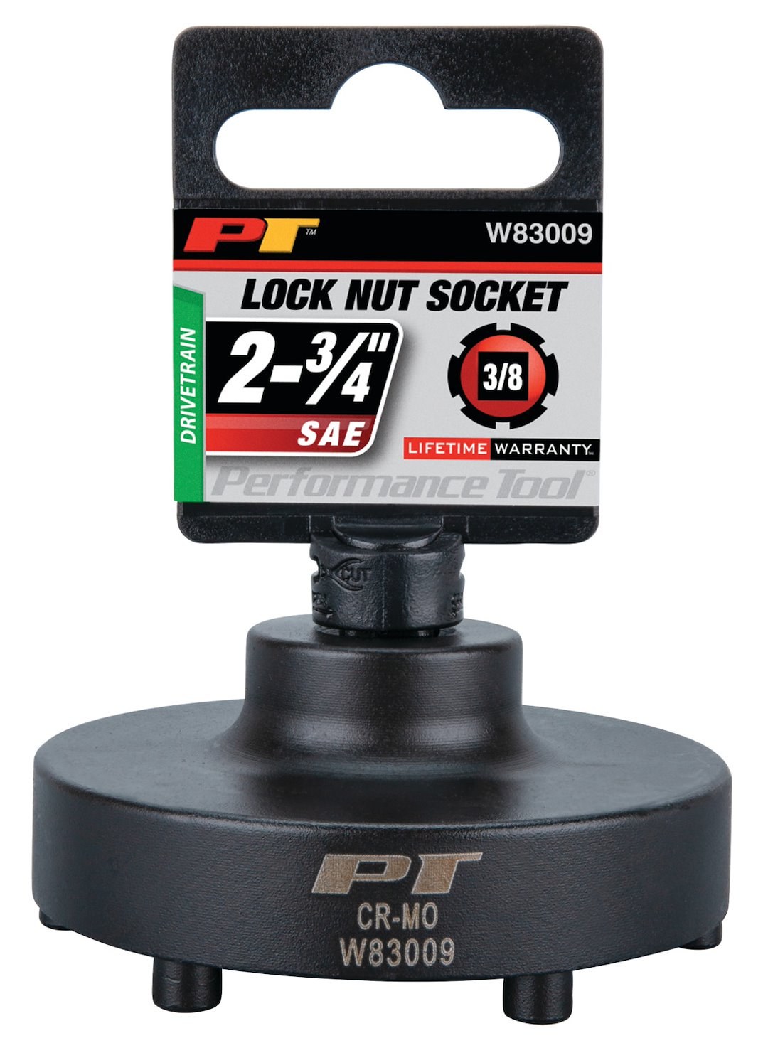 Performance Tool Spindle Nut Socket, 6 Lug, 3/8 Inch Drive, Black, Chrome Moly Alloy Steel – W83009