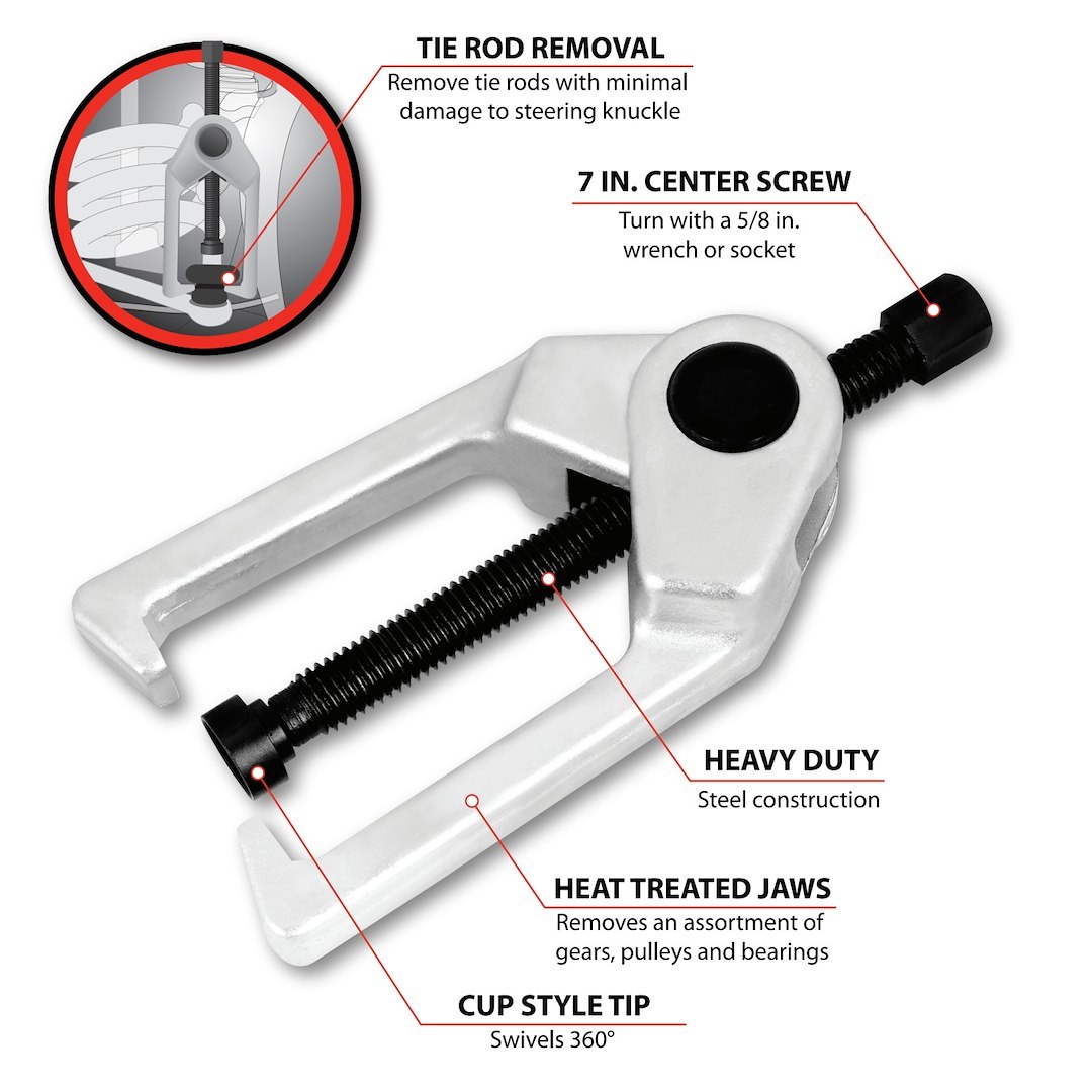 Performance Tool Tie Rod Removal/ Installation Tool, Use to Pull Worn Tie Rod Ends on Most FWD and RWD Vehicles, Steel – W83021