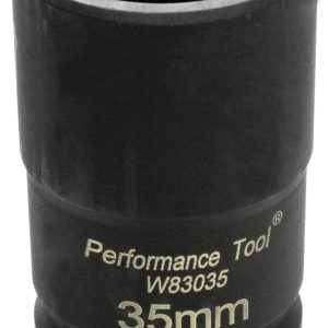 Performance Tool Socket, 1 Inch Drive, 35 Millimeter, Metric, Budd Wheel Socket, Chrome Moly Steel, Single – W83035