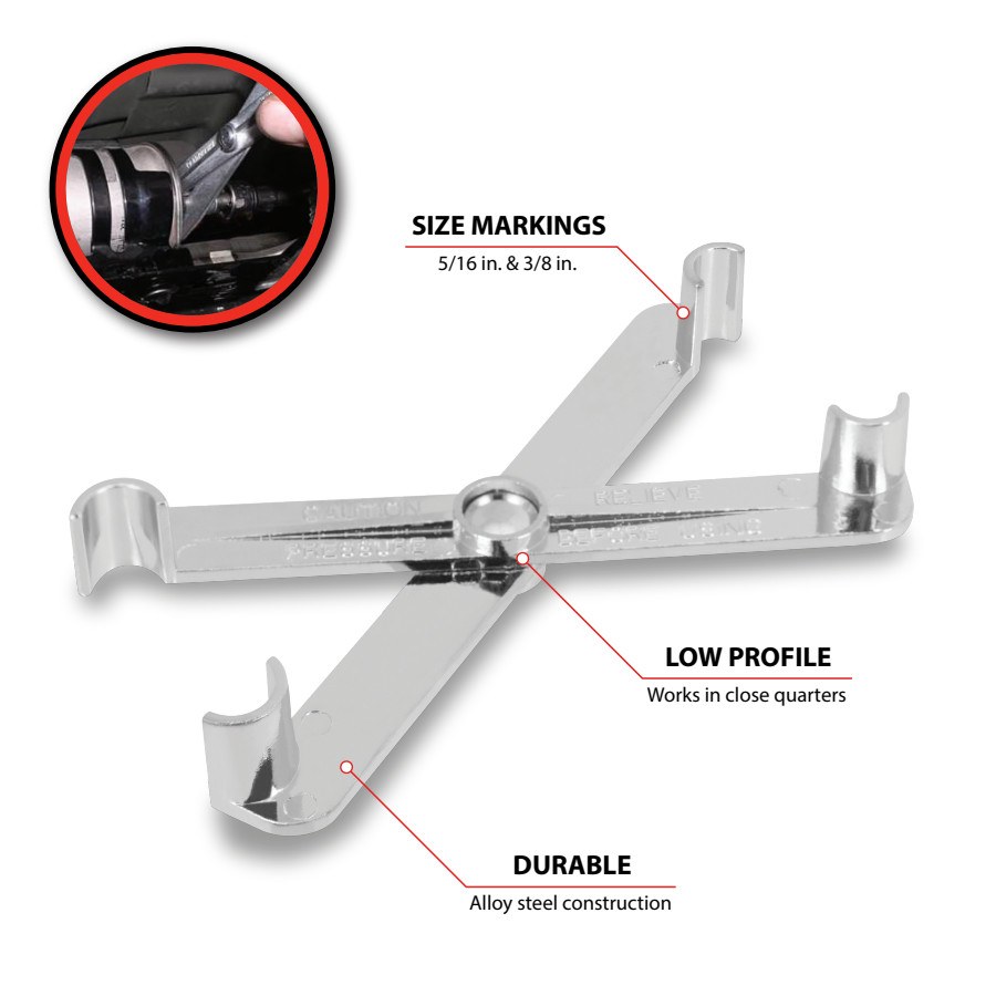 Performance Tool Fuel Line Disconnect Tool, Use to Separate Quick Disconnect Fittings on Fuel Lines, Scissor, 5/16 Inch/ 3/8 Inch, Single – W83114