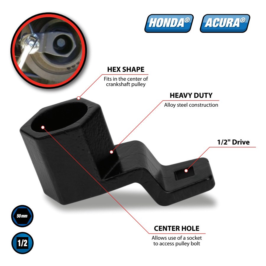 Performance Tool Pulley Removal/ Installation Tool, Use to Remove and Install of Crankshaft Pulley Bolt – W83168