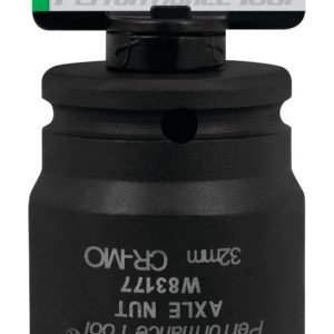 Performance Tool Socket, 1/2 Inch Drive, 32 Millimeter, Metric, Axle Nut, 12 Point, Chrome Moly Steel, Single – W83177