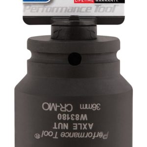 Performance Tool Socket, 36 Millimeter, Metric, Wheel Drive Axle Nut Socket, 12 Point, Chrome Moly Steel, Single – W83180