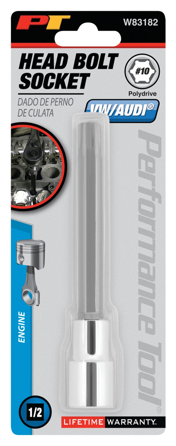 Performance Tool Socket, 1/2 Inch Drive, Chrome Vanadium Steel, Single, Fits 1998 and Later Vw/ Audi Head Bolts – W83182