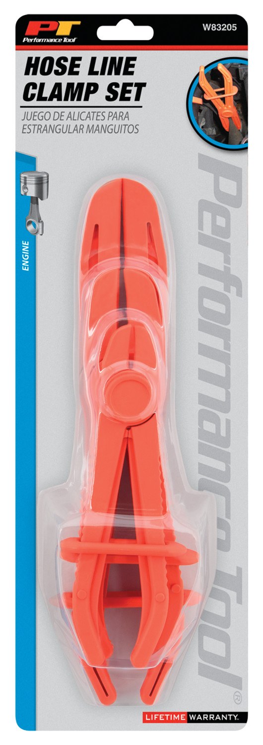 Performance Tool Line Clamp, 1/8 to 5/16 Inch/ 1/2 to 3/4 Inch/ 3/4 to 2-1/2 Inch Jaw Size, Orange, Heat Resistant Reinforced Nylon, Set of 3 – W83205