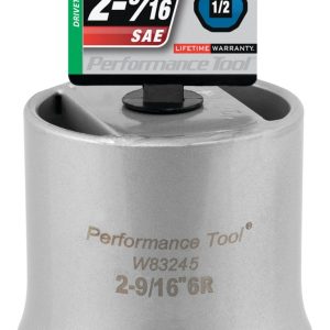 Performance Tool Socket, 1/2 Inch Drive, 2-9/16 Inch, Standard, Wheel Bearing Round Locknut Socket, 6 Point, Single – W83245