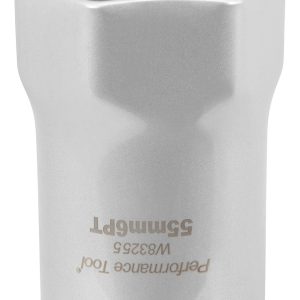 Performance Tool Socket, 1/2 Inch Drive, 55 Millimeter, Metric, Wheel Bearing Hex Locknut Socket, 6 Point, Single – W83255