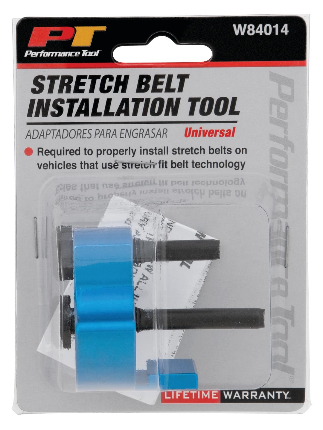 Performance Tool Accessory Drive Belt Tool, Use to Install Stretch Belts on Vehicle Using Stretch Fit Belt Technology, Blue – W84014