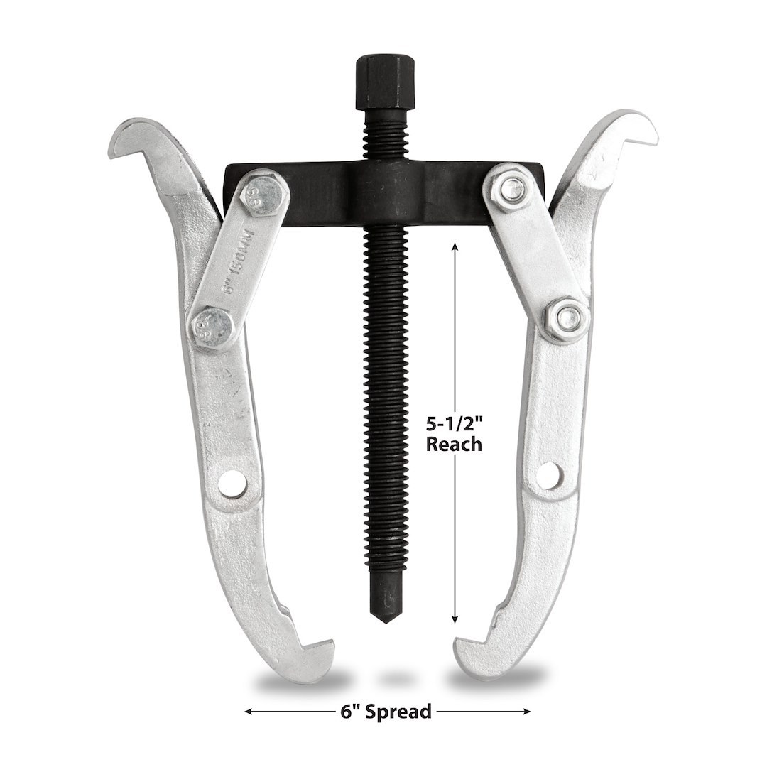 Performance Tool Gear Puller, 6 Inch Jaw Spread, 2 Jaw, Chrome Plated, Alloy Steel – W84501