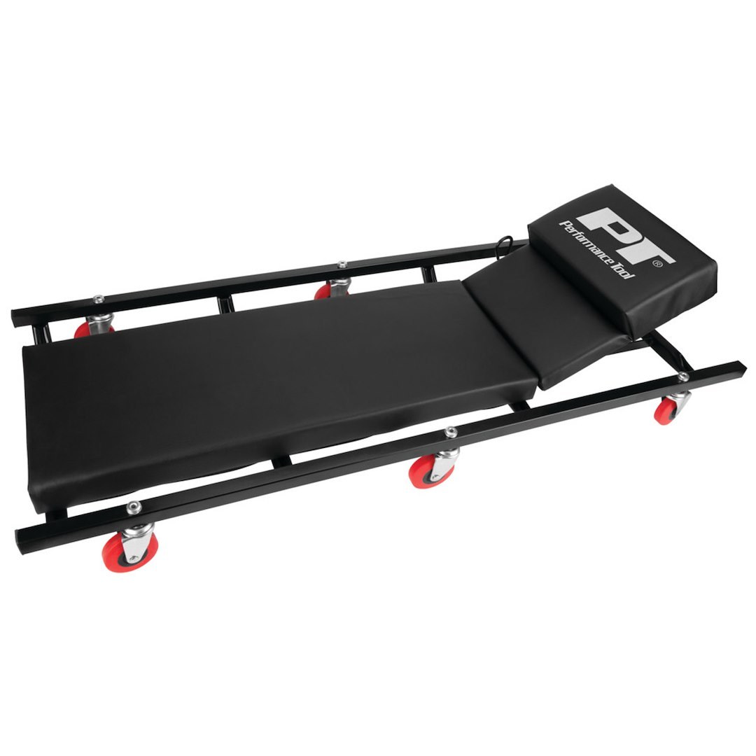 Performance Tool Creeper, Non Foldable, 40 Inch Length X 17 Inch Width X 4 Inch Height, Black, Powder Coated Heavy Duty Tubular Steel Frame – W85005