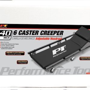 Performance Tool Creeper, Non Foldable, 40 Inch Length X 17 Inch Width X 4 Inch Height, Black, Powder Coated Heavy Duty Tubular Steel Frame – W85005