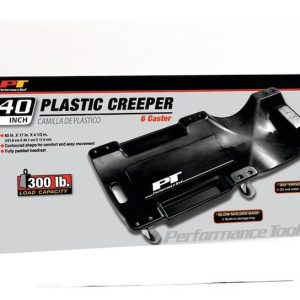 Performance Tool Creeper, Non Foldable, 40 Inch Length X 19 Inch Width X 4-1/4 Inch Height, Black, Plastic, 6 Casters – W85006