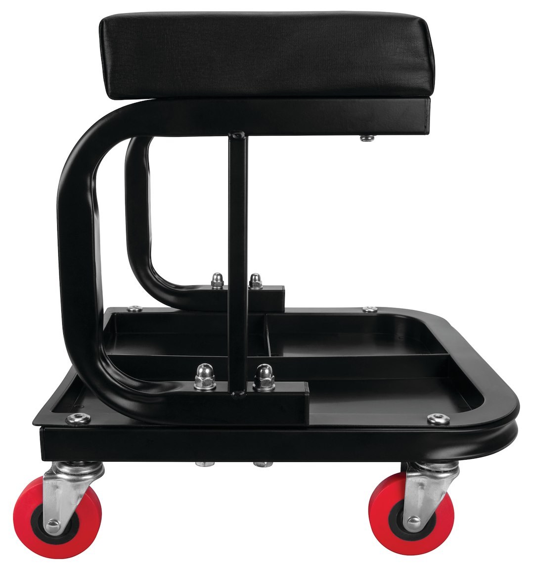 Performance Tool Mechanic Stool, C-Frame, 250 Pound Weight Capacity, Black, Tubular Steel Frame/ Padded Seat Cushion, Four 2-1/2 Inch Casters – W85007
