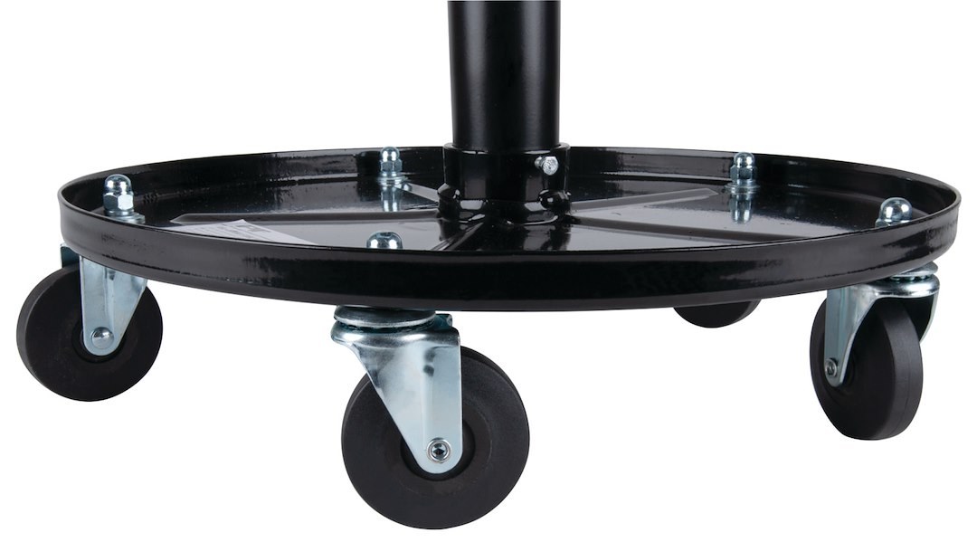 Performance Tool Stool, Round Black Seat, Swivel, 2-1/2 Inch Caster Attached Legs, Without Back, 20 Inch Maximum Height Adjustment – W85008
