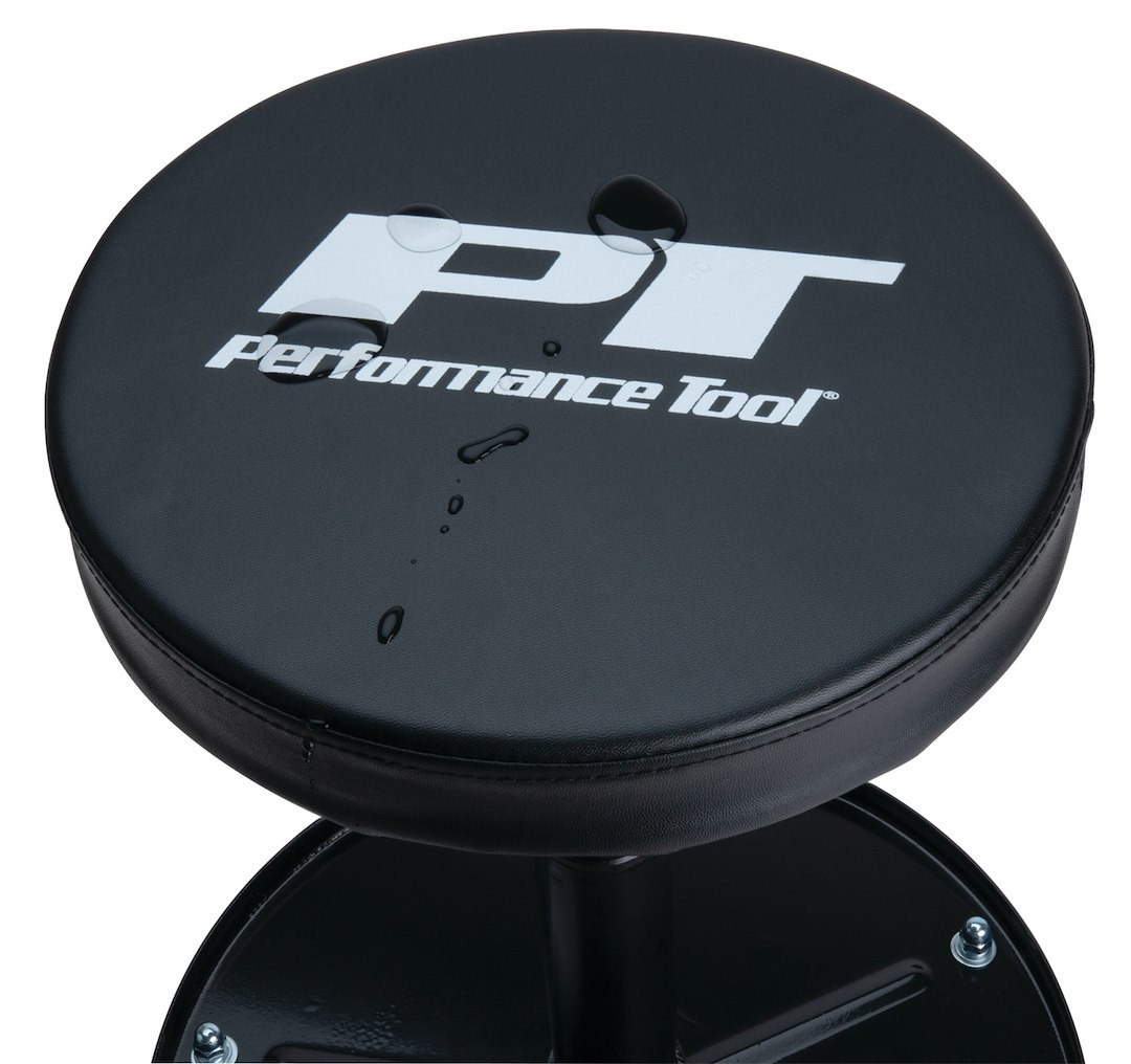 Performance Tool Stool, Round Black Seat, Swivel, 2-1/2 Inch Caster Attached Legs, Without Back, 20 Inch Maximum Height Adjustment – W85008