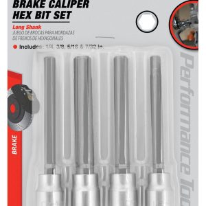 Performance Tool Socket Set, 3/8 Inch Drive, Standard, Long Shank Disc Brake Caliper Hex Bit Socket Set, Hardened Alloy Steel Bits – W86021
