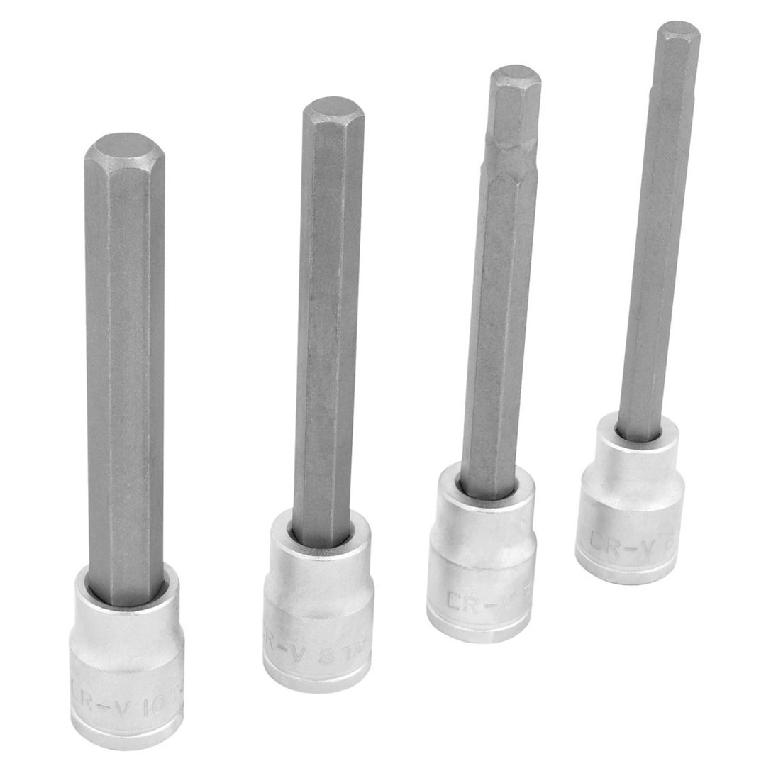 Performance Tool Socket Set, 3/8 Inch Drive, Metric, Long Shank Disc Brake Caliper Hex Bit Socket Set, Hardened Alloy Steel Bits – W86022