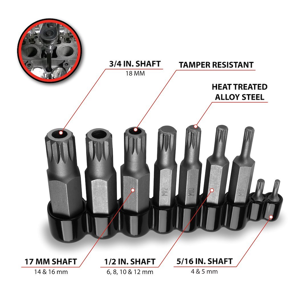 Performance Tool Torx Bit, Use with 5/16 Inch/ 3/4 Inch/ 1/2 Inch Socket, 12 Points, Alloy Steel – W86024