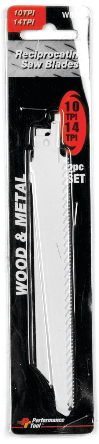 Performance Tool Saw Blade, Bi-Metal/ Reciprocating, 6 Inch Length, 14 Tpi/ 10 Tpi, Set of 2 – W8608