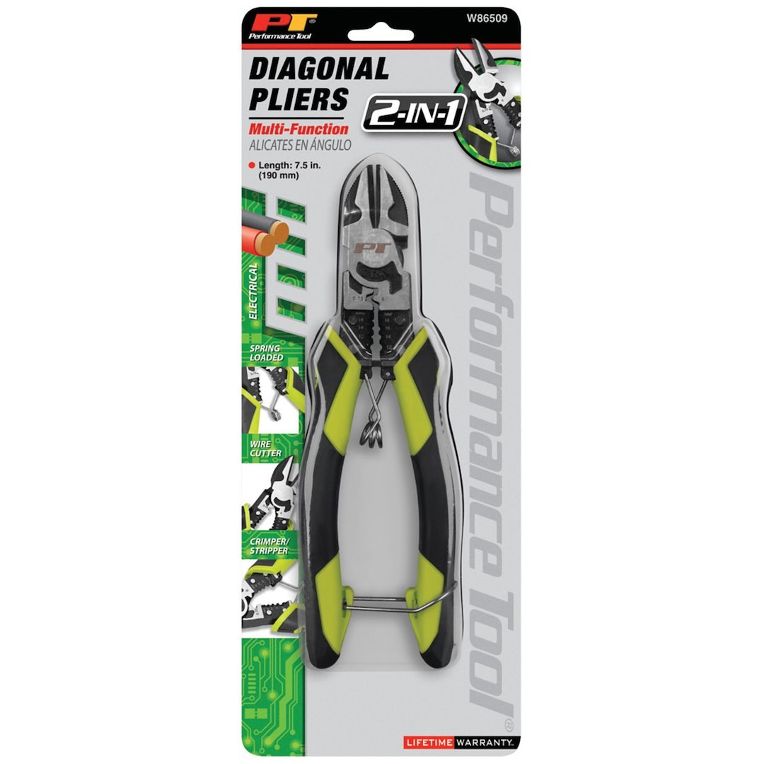 Performance Tool Pliers, Multifunctional Diagonal Nose, 7-12 Inch Length, Non-Reversible, Without Automatic Return, Non-Slip Grip – W86509