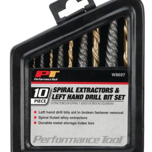 Performance Tool Screw Extractor, Use to Remove Damaged Screws, #1/ #2/ #3/ #4/ #5 Screw Size, Set of 10 – W8697