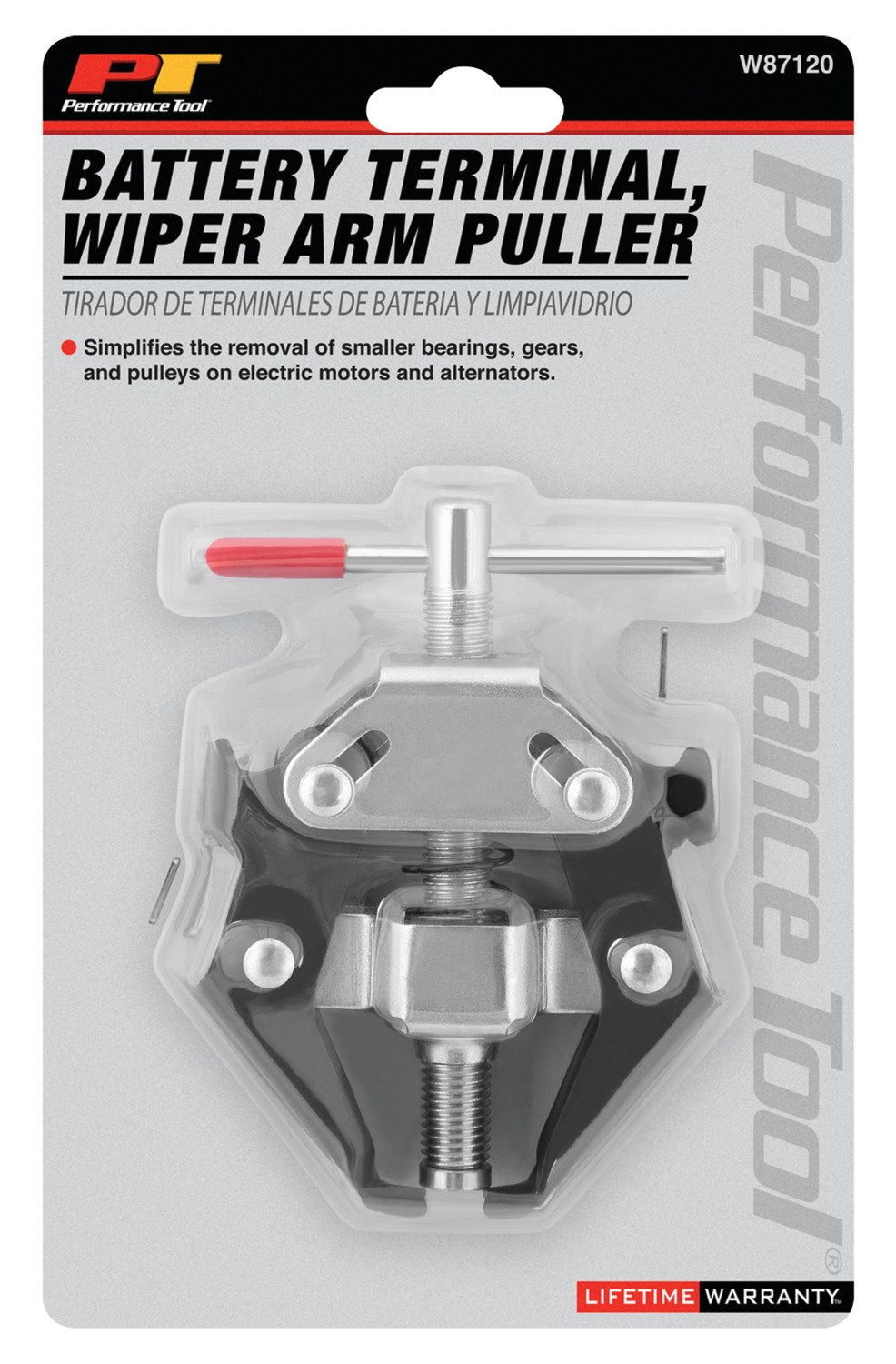 Performance Tool Windshield Wiper Arm Removal Tool, Use to Removes Battery Cable Clamp and Windshield Wiper Arm, 25 Millimeter Reach – W87120