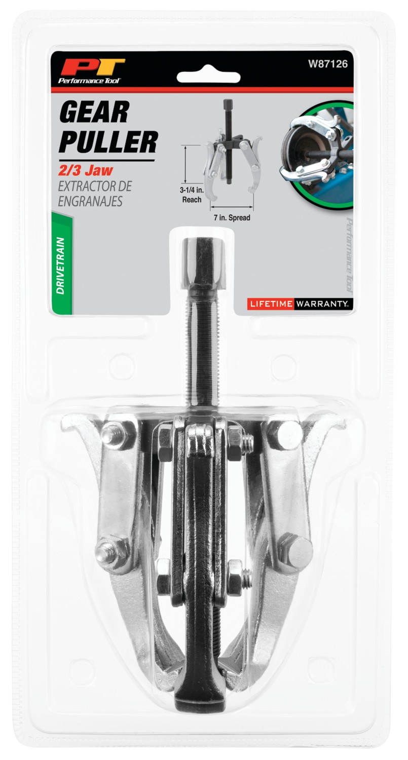 Performance Tool Gear Puller, 7 Inch Jaw Spread, 2/ 3 Jaw, Chrome Vanadium Steel, 3-1/4 Inch Reach – W87126
