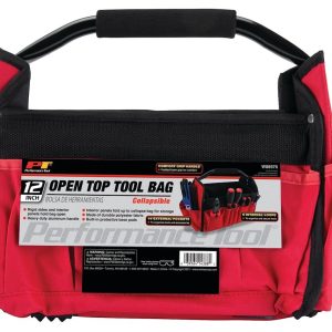 Performance Tool Tool Bag, Holds Hand Tools, Black/ Red, Polyester – W88976