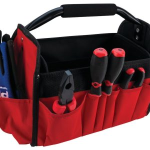 Performance Tool Tool Bag, Holds Hand Tools, Black/ Red, Polyester – W88976