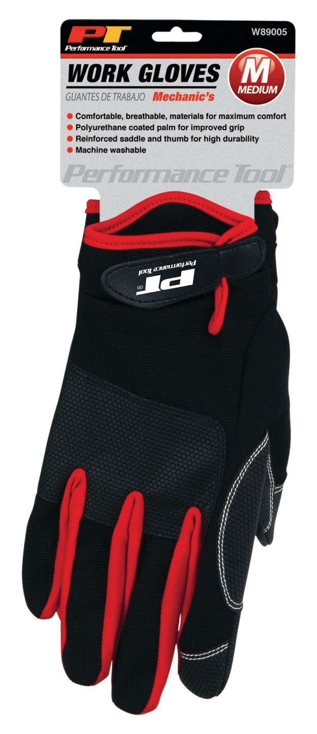 Performance Tool Gloves, Mechanics Work, Medium, Polyurethane/ Fabric, Set of 2 – W89005