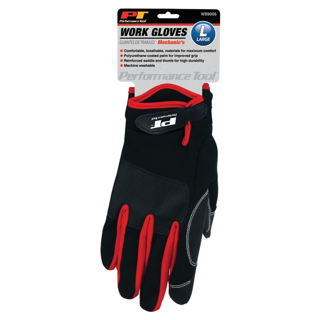Performance Tool Gloves, Mechanics Work, Large, Polyurethane/ Fabric, Set of 2 – W89006