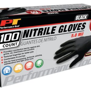 Performance Tool Gloves, Disposable, Medium, Nitrile, Black, Box of 100 – W89011