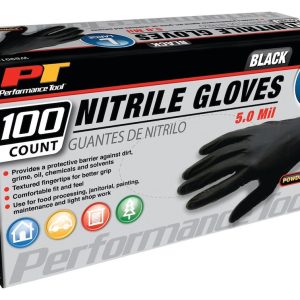 Performance Tool Gloves, Disposable, Large, Nitrile, Black, Box of 100 – W89012