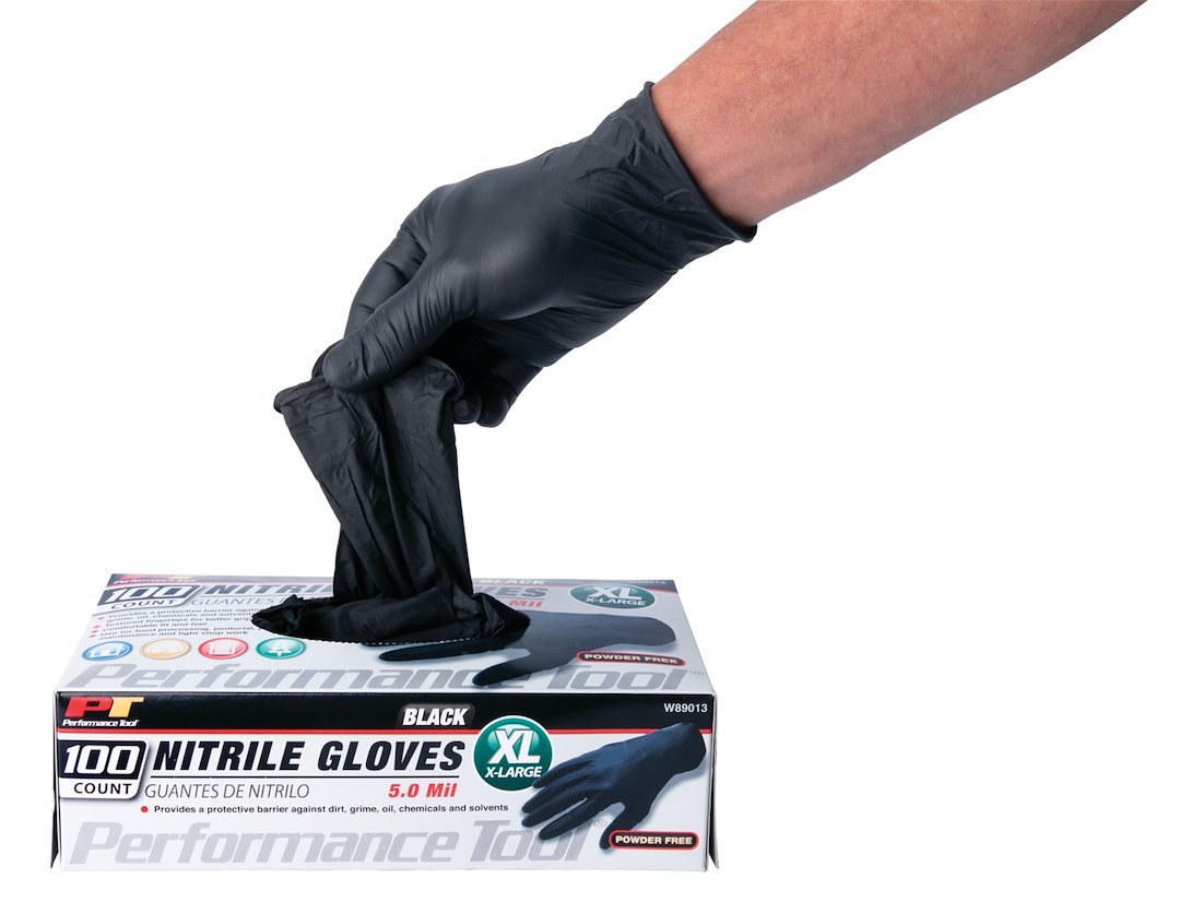 Performance Tool Gloves, Disposable, Large, Nitrile, Black, Box of 100 – W89012