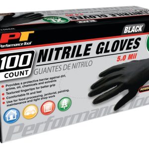 Performance Tool Gloves, Disposable, X-Large, Nitrile, Black, Box of 100 – W89013