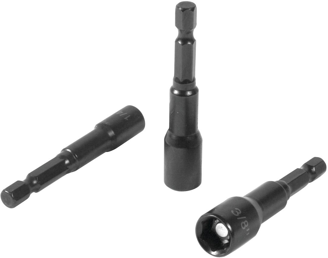 Performance Tool Drill Bit Socket Set, 1/4 Inch/ 3/8 Inch/ 5/16 Inch Drive Adapter, Set of 3, Magnetic – W9022