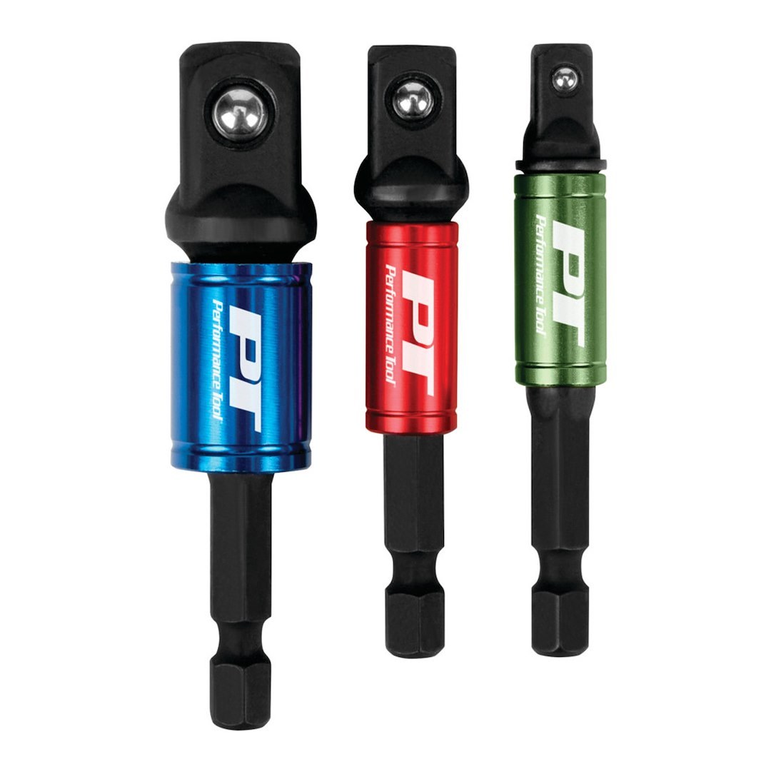 Performance Tool Drill Bit Socket Set, 1/4 Inch/ 3/8 Inch/ 1/2 Inch Drive, 2-1/2 Inch Length, Black Phosphate, Cr-V Construction, Set of 3 – W9035