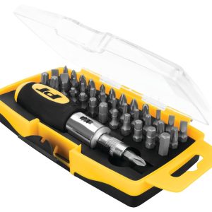 Performance Tool Screwdriver, Ratchet, Rubber Handle, Without Magnetic Tip, Set of 38 – W9159