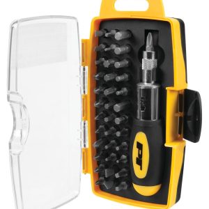 Performance Tool Screwdriver, Ratchet, Rubber Handle, Without Magnetic Tip, Set of 38 – W9159