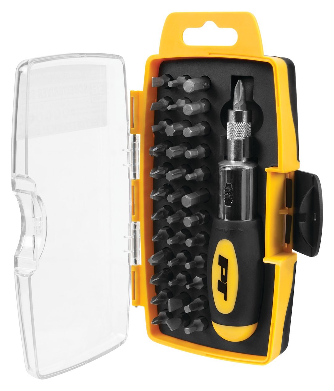 Performance Tool Screwdriver, Ratchet, Rubber Handle, Without Magnetic Tip, Set of 38 – W9159