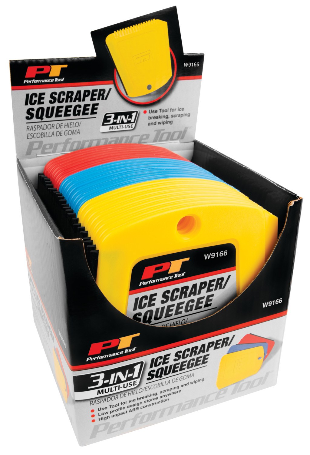 Performance Tool Ice Scraper/ Snow Brush, Scraper and Squeegee Head, ABS Plastic, Single – W9166