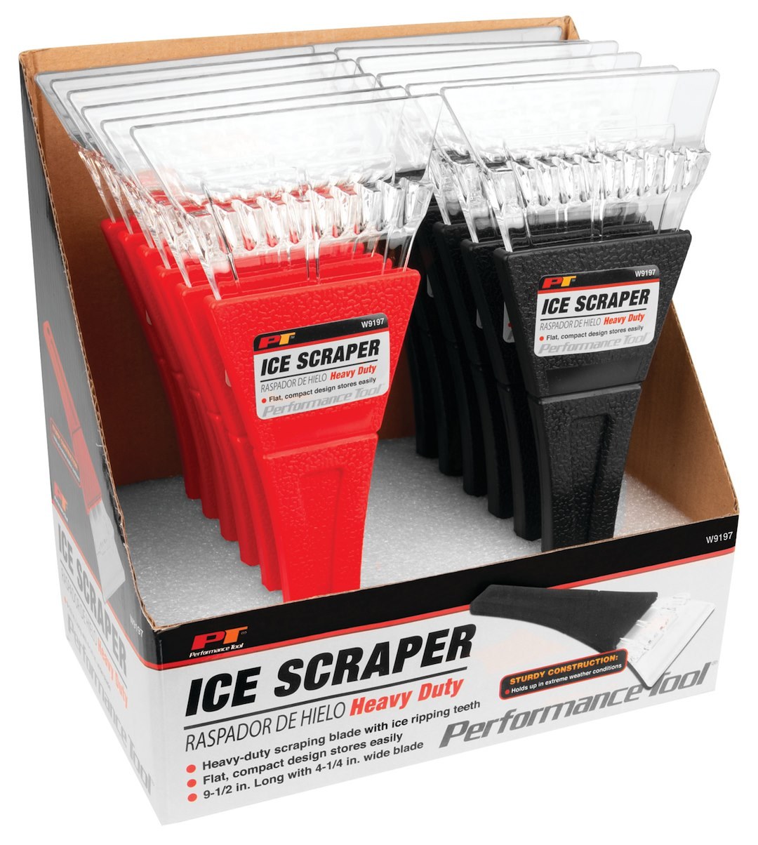 Performance Tool Ice Scraper/ Snow Brush, 4-1/4 Inch Width, 9-1/2 Inch Length, Single – W9197